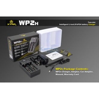XTAR WP2H charger, Wall adaptor, car adaptor