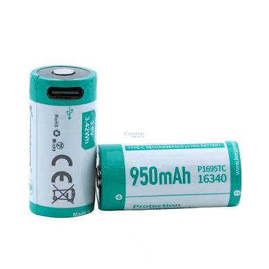 KEEPPOWER P1695TC TYPE-C USB 16340 3.6V 950mAh 