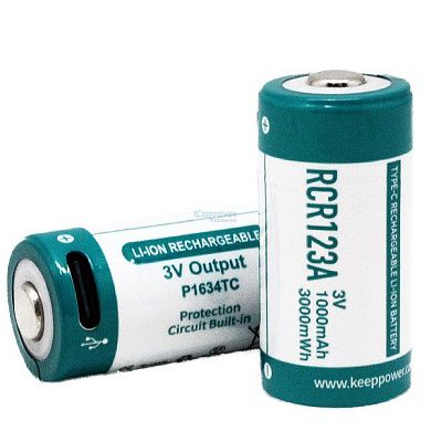 KEEPPOWER P1634TC TYPE-C USB RCR123A 16340 3V 1000mAh